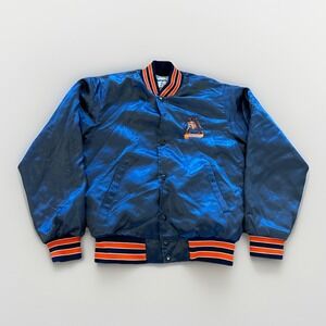 Vintage Auburn Tigers Satin Bomber Jacket Mens S 80s 90s Swingster Blue Retro